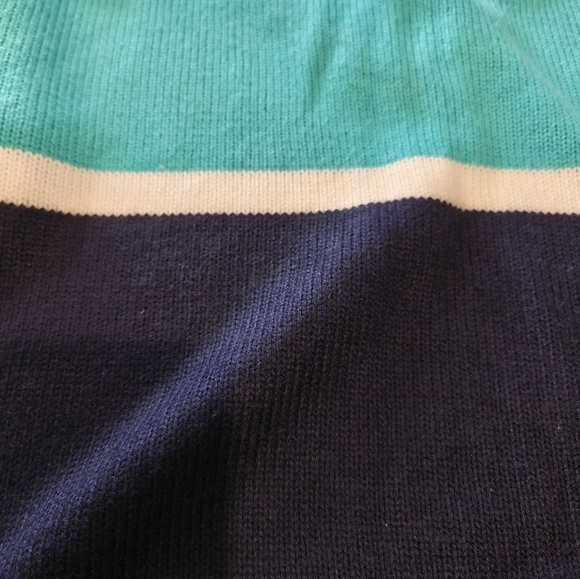 Lacoste V-Neck Sweater in Teal and Navy - Picture 4 of 8